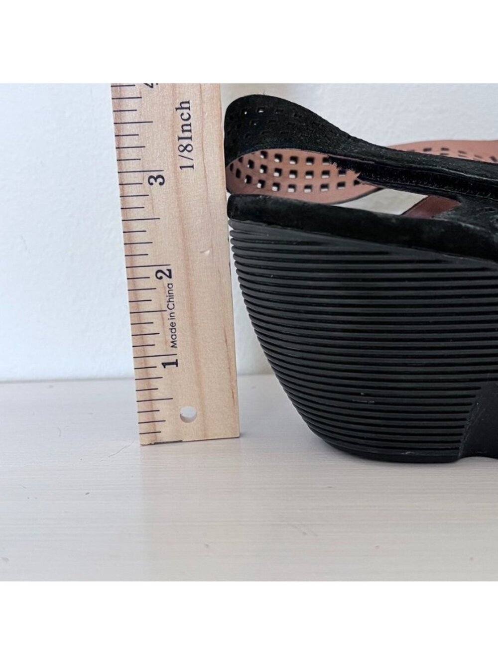 Clarks Artisan Clarene Award Sandals 8M Black Nubuck Wedge Slingback Adjustable - Picture 10 of 12